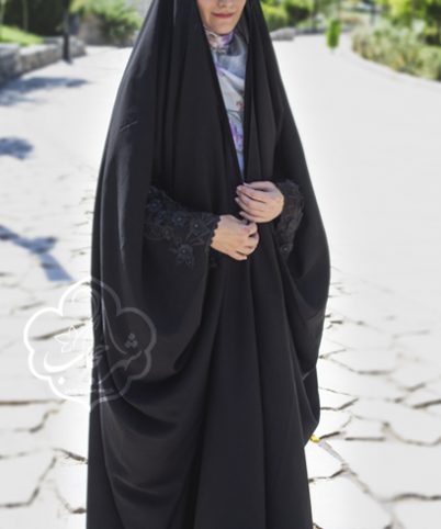 چادر عبایی اصیل سنگ دوزی کریستال شهر حجاب مدل شکوفه 3002