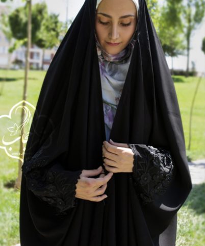 چادر عبایی اصیل سنگ کریستال شهر حجاب مدل شکوفه 3002
